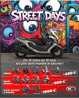 Kymco - les prix des scooters vont mordre le bitume, jusqu'à 1000 € de réduction